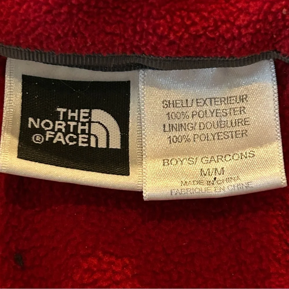 North Face Boys Zip-In Fleece Jacket M‎ Red Gray 2-in-1 System